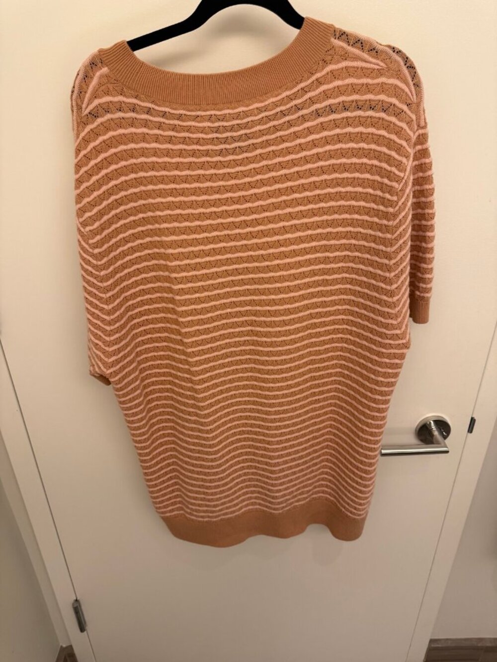 King & Tuckfield Merino Knit Top Tan Pink Stripe XXL